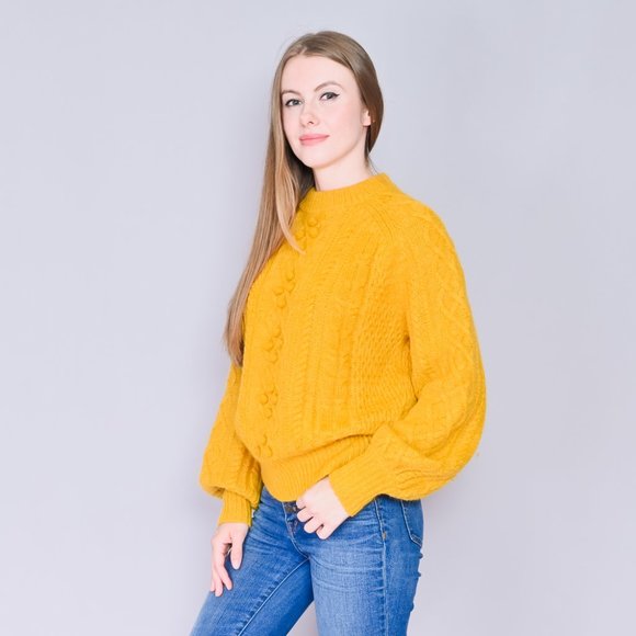 DEMYLEE x J. CREW Wool Blend Mustard Knit Sweater - Picture 5 of 6